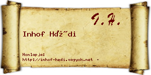 Inhof Hédi névjegykártya